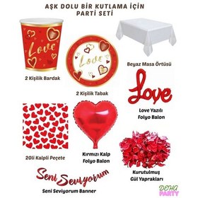 Resim Romantik Yemek Seti Sevgililer Günü Doğum Günü Yıl Dönümü Evlilik Teklifi Aksesuar Kırmızı 