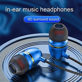 Resim Auleset Kablolu Kulaklıklar Ergonomik Kablo Kontrolü Kulak İçi 1,2 m Metal Taşınabilir 3,5 mm Kulaklıklar iPhone ve Android ile Uyumlu, PC Oyun, MP3 - Mavi 