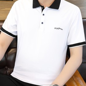 Resim Erkekler için yazlık rahat polo tişört - Nefes alabilen esnek kumaş, işlemeli harf detayı, golf ve rahat kıyafetler için düzenli fit, golf kıyafeti, şık düğmeli yaka, rahat fit 