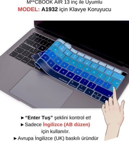 Resim Mcstorey Macbook Air 13inç Klavye Koruyucu A1932 Modeli (UK-EU INGİLİZCE) 2018/2019 Yılı Ile Uyumlu Ombre 