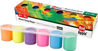 Resim Guaj Boya Neon 6 Renk 25 Ml Sıralı Set Red apple