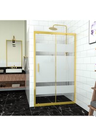 Resim Tekno Duş Gold Capello 6mm Kumlama Cam 1 Sabit 1 Sürgü İki Duvar Arası Duşakabin Gold 