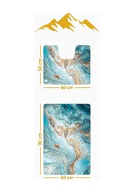 Resim Modern Desenli Dijital Baskı 3 Lü Banyo Paspas Takımı Yıkanabilir Kaymaz Tabanlı Klozet Takımı Klz0052 Renkli 