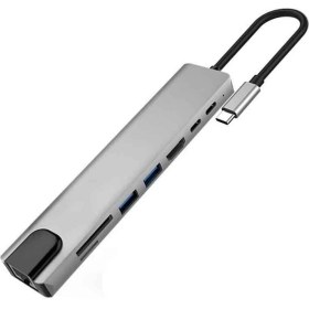 Resim 8-In-1 Usb-C Hub Tip-C Multiport Kart Okuyucu Adaptörü MacBook Pro Için 4K HDMI 