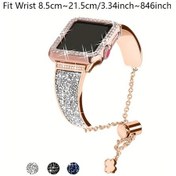 Resim Cloud011 42mm Rose Gold İwatch Metal Bileklik Ve Kristal Kasa Uyumlu 