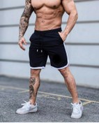 Resim S&R FASHION Siyah Scuba Kumaş Cepli Spor Şort 