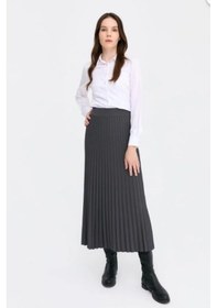 Resim Desen Triko Kadın Pileli Triko Etek Antrasit Antrasit 
