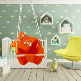 Resim Pekso Ahşap Bebek Çocuk Salıncak Fuşya Pembe 