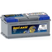 Resim İnci Agm Leo 12 V 80 Ah 800 CCA Start-Stop Akü 