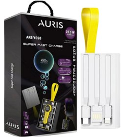 Resim 22.5W SÜPER HIZLI ŞARJ VE 10.000 MAH KAPASİTELİ KENDİNDEN 3 KABLOLU LCD EKRANLI ŞEFAF ÖN KAPAKLI POWERBANK 