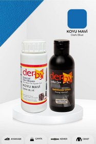 Resim Derby Special Koyu Mavi Deri Boyası Ve Cilası 100 ml - 2'li Set / Mont Eşya Çanta Deri Boyası 