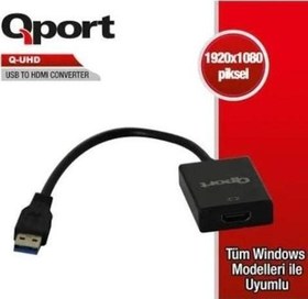 Resim Q-UHD 0.15metre USB-HDMI Çevirici Adaptör Siyah Qport