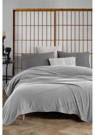 Resim Formeya Çift Kişilik Klimalı Dört Mevsim Açık Gri Pike Örtü Açik Gri 