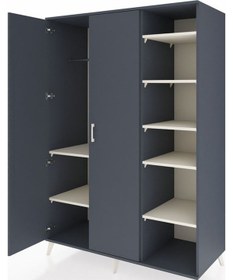 Resim Kronos Dolap 7 Raflı 2 Kapaklı Tek Askılı 132x59x195 Antrasit-antrasit/aytaşı Antrasıt/aytası 