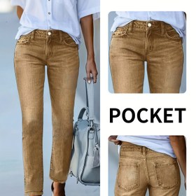 Resim AW25 Şık Tarzlı Haki Skinny Kot Pantolon, Dört Yönlü Esnek Kumaş ile Kalça Formunu Vurgulayan ve Bacak Hatını İnceltir. Tüm Mevsimler İçin Uygun, Hem İş Hem Günlük Kullanım için Çok Yönlü ve Olmazsa Olmaz 