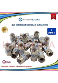 Resim Novacom Rg 6 Kendinden Sıkmalı F Konnektor 5 Adet 