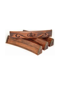 Resim Helena Wood Art Elliptic Oval El Yapımı Masif Ahşap Oymalı Okey Takım 