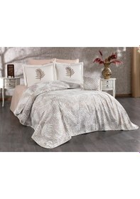 Resim Palmiye 7 Parça Şönil Pike Takımı Krem - Bej Bej 