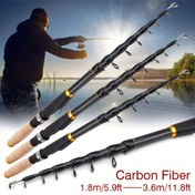 Resim 1 adet Taşınabilir Karbon Fiber Teleskopik Olta Çubuğu - 180.14 cm'den 3.6 metreye kadar, Maksimum Çekiş Gücü 3.49 KG, Seyahat Dostu Kork Saplı Çevirme Çubuğu Bas, Alabalık, Turna Balığı, Sazan ve Daha Fazlası İçin - Dayanıklı, Hafif ve Yüksek Performanslı Tatlısu ve Tuzlu Su Balıkçılığı için Seyahat Balıkçılık Ekipmanı | Şık Siyah Çubuk | Dayanıklı Balıkçılık Aracı 
