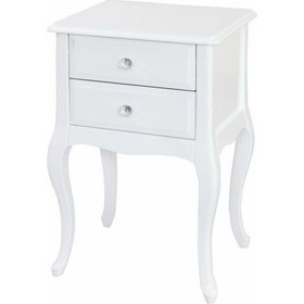 Resim Roys Ahşap 2 Çekmeceli Masif Lake Beyaz Komodin Telefonluk 