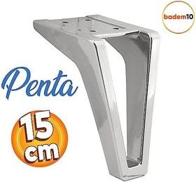 Resim Badem10 Penta Lüks Mobilya Kanepe Sehpa TV Ünitesi Koltuk Ayağı 15 cm Krom Renk Baza Ayak 