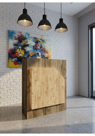 Resim Resital Ledli Karşılama Bankosu G-90 Cm Ofis Kasa Resepsiyon Masası Banko-002-2-6 