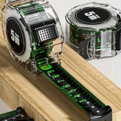 Resim 1 adet Yüksek Hassasiyetli Kendinden Kilitli Floresan Çelik Ölçü Bandı - 5m/16.4ft, Lazer Mürekkep Püskürtmeli Kod Kutusu Tasarımı, ABS Reçine, 0.1mm Doğruluk, İnşaat & DIY Projeleri için Net Görüntü Ekranı 