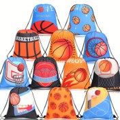 Resim 12 Paket İpli Çanta Basketbol Hayranları Partisi için - Polyester Malzeme Dayanıklı ve Yeniden Kullanılabilir, Doğum Günü, Noel ve Cadılar Bayramı Parti Hediyeleri için Uygun - Taşınabilir İpli Sırt Çantası Parti Hediye Çantaları ve Şeker Çantaları için Uygundur. 