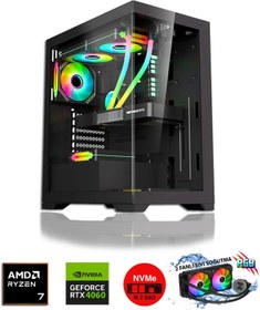 Resim Zeiron Dragon V10 Ryzen 7 5700x 32GB Ram 1TB NVMe M.2 SSD RTX4060 Ekran Kartı Oyuncu Masaüstü Bilgisayar 