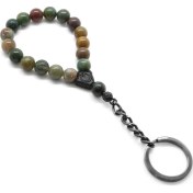 Resim Ergenekon Aksesuar Yosun Akik Doğaltaş-Çelik Kombinli Tesbih Anahtarlık 