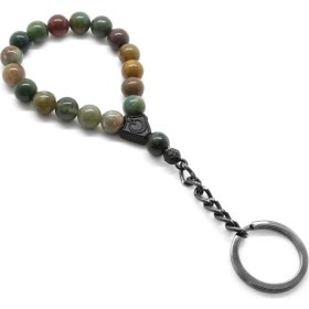 Resim Ergenekon Aksesuar Yosun Akik Doğaltaş-Çelik Kombinli Tesbih Anahtarlık 