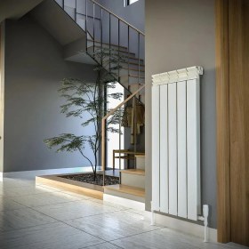 Resim Lojimax Alüminyum Dekoratif Radyatör Besto Xl 600 x 1800 18 Dilim | Dokulu Beyaz | Yüksek Isıl Güç | 5 Yıl Üretici Garantisi 