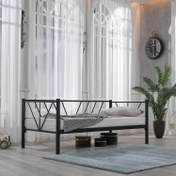 Resim Alchera Daybed Tek Kişilik Sedir Divan Metal Karyola Siyah 