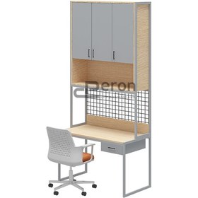 Resim Depo Personel Masası - beyaz (Ral 9003) / meşe/gri / 140cm 