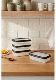 Resim Bernardo Hide Plus 4'lü Saklama Kabı Siyah 4x 0,70 Lt Siyah - Şeffaf 