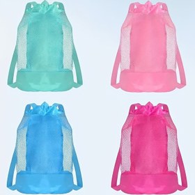Resim FFYUANFS Büyük Kapasiteli Plaj Filesi - Saplı Dayanıklı Polyester Katlanabilir Sırt Çantası, Plaj Gereçleri için Taşınabilir Depolama Tote, Yaz Seyahati & Piknikler, Canlı Karışık Renkler (3+) 