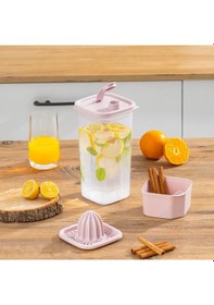 Resim Porsima 06-1109 Detoks Sürahi & Limonluk Şeffaf 1,5 L - Pembe 