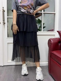 Resim A01816 piliseli katlı fırfırlı etek - 36 