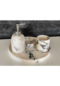 Resim Menekşe Mermer 4'lü Banyo Seti Beyaz 