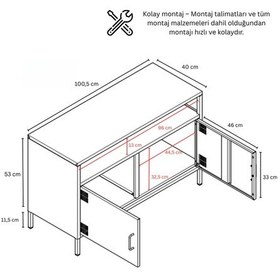 Resim Pera Tv Ünitesi, Tv Dolabı,2 Kapaklı, Açık Raflı 100,50 X 40 X 64,50 Cm Yeşil 