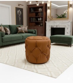 Resim Most Hallow Pro Kapitoneli Puf Kahverengi Nubuk Kumaş Evinize Teslim Kahverengi 