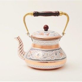 Resim Erzincan El İşlemeli Bakır Nostalji Çaydanlık No:3 Beyaz 