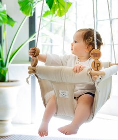 Resim Tavana Asılan Ev, Dış Mekan Bebek ve Çocuk Salıncak Mavi Çizgili - Larisa Pumpkin 