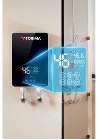 Resim Şofben Elektrikli Su Isıtıcı 7000w Banyo Mutfak Tipi Duvara Monte Su Isıtıcısı Wh01 Siyah 