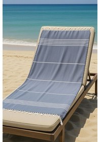 Resim Mika %100 Pamuk Peştemal Havlu 100x180 Cm Plaj Havlusu, Hamam Peştemali, Hızlı Kuruyan Hafif Banyo Havlusu Lacivert 