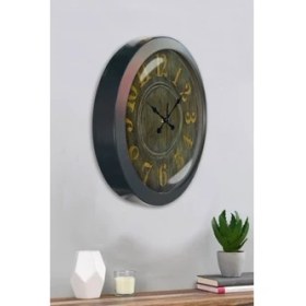 Resim Bahat Salon Ofis Duvar Saati Gri Metal Çerçeve 36 cm 