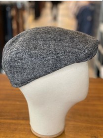 Resim Hamze İngiliz London Model Balıksırtı Desen Kaşe Kumaş Kasket Şapka Gri 