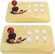 Resim FOLOSAFENAR Fighting Gamepad, Almighty Game Joystick Pille Çalışan Kablosuz Kullanım Çevre Dostu Malzemeler Silky Arcade Game(Sarı) 