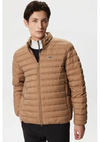 Resim Lacoste Down Fill Jacket Kaztüyü Dolgu Gizli Kapüşonlu Açık Kahverengi Mont Kahverengi 