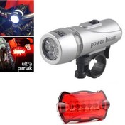 Resim Led Bisiklet Lambası Sinyali Işığı Far Ön Farı Arka Stop Seti Gri 